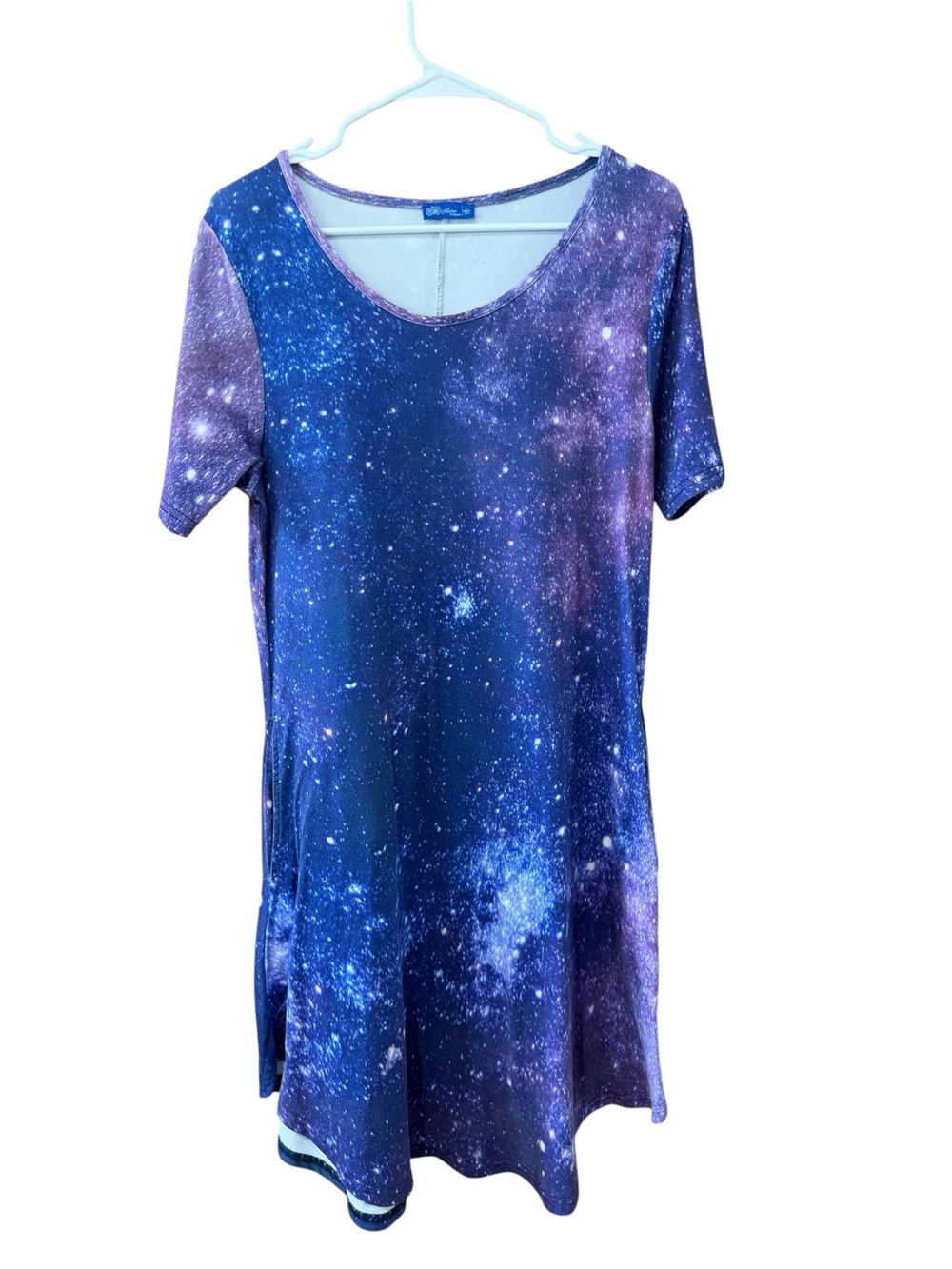 Galaxy Print Short Sleeve Tunic - Blue & Purple